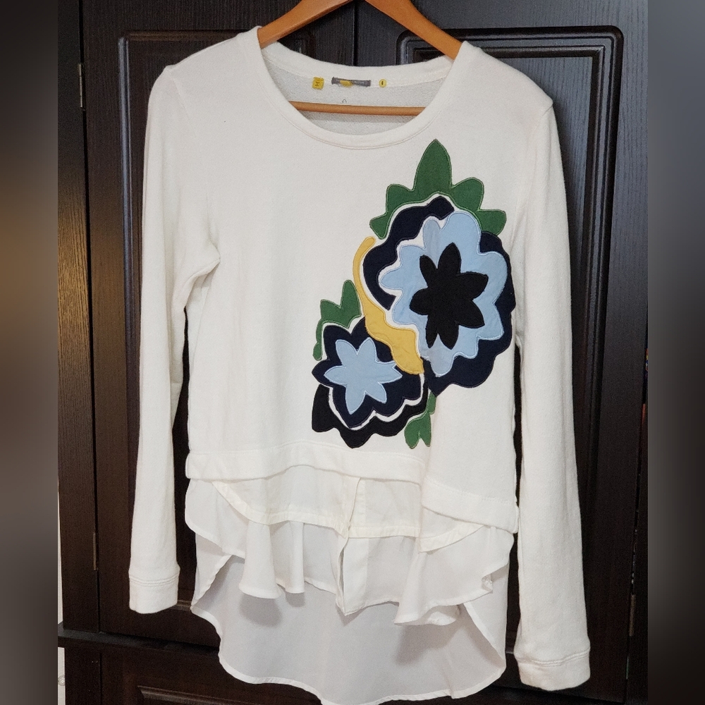 Vintage Anthropologie Little Yellow Button Sweatshirt, Size Small - Picture 14 of 14